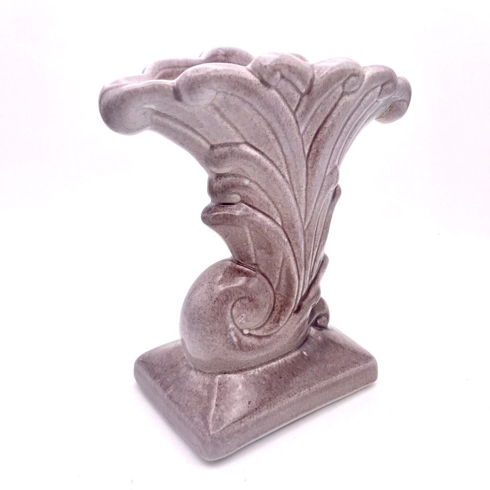 Art Deco Vintage Gonder E5 Pottery Scroll Vase Planter Speckled Purple 1940s